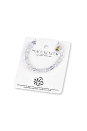 Product shot of the Spirit Stones Medium Bead Bracelet - Pearl in colour Pearl, from the back