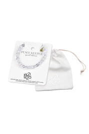 Product shot of the Spirit Stones Medium Bead Bracelet - Pearl in colour Pearl, showing detail