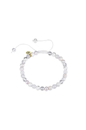 Product shot of the Spirit Stones Medium Bead Bracelet - Pearl in colour Pearl, from the front