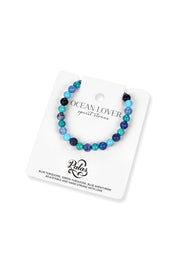 Product shot of the Spirit Stones Medium Bead Bracelet - Turquoise in colour Turquoise, from the back