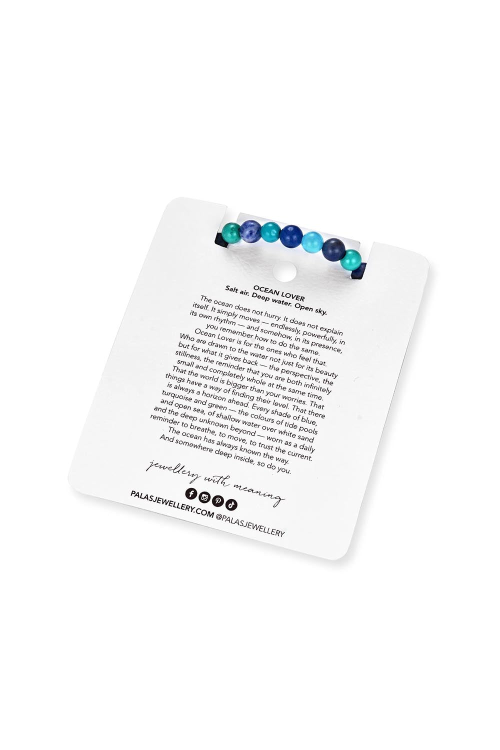 Product shot of the Spirit Stones Medium Bead Bracelet - Turquoise in colour Turquoise, showing detail