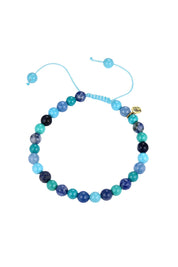Product shot of the Spirit Stones Medium Bead Bracelet - Turquoise in colour Turquoise, from the front
