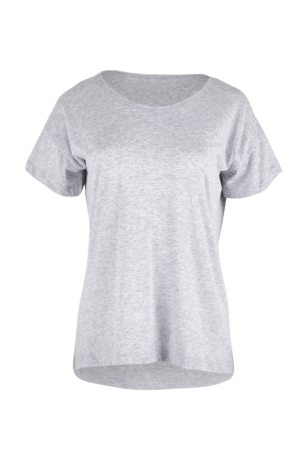 Product shot of the Jada Organic Cotton Knit Tee in colour Grey (Grey), from the front