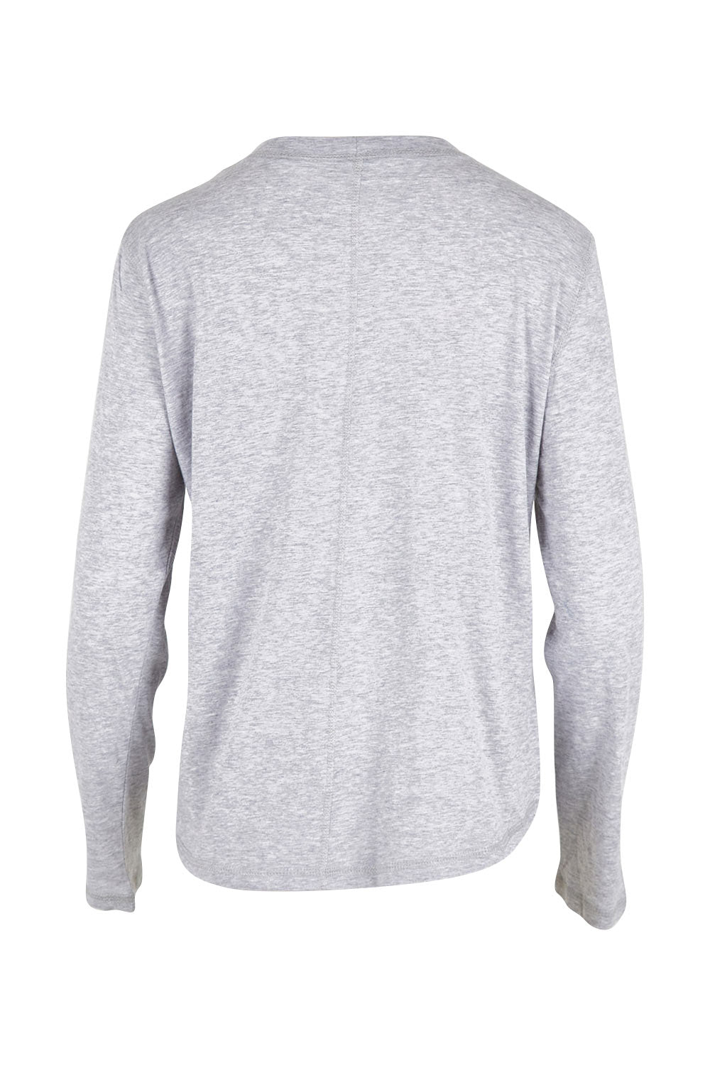 Product shot of the Organic Cotton Knit Long Sleeve Tee in colour Grey (Grey), from the back