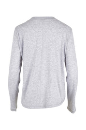 Product shot of the Organic Cotton Knit Long Sleeve Tee in colour Grey (Grey), from the back