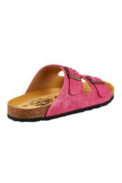 Product shot of the Hermoso Leather Sandals in colour Afelfuxia (Pink), from the back
