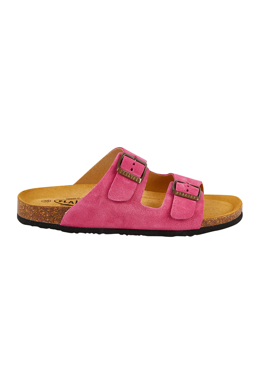 Product shot of the Hermoso Leather Sandals in colour Afelfuxia (Pink), from the front