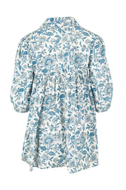 Product shot of the Cotton Flowy Top in colour Blue (Blue), from the back