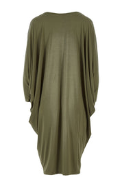 Product shot of the Long Sleeve Miracle Dress in colour Khaki (Green), from the back