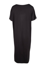 Product shot of the Fate V Neck Dress in colour Black (Black), from the back