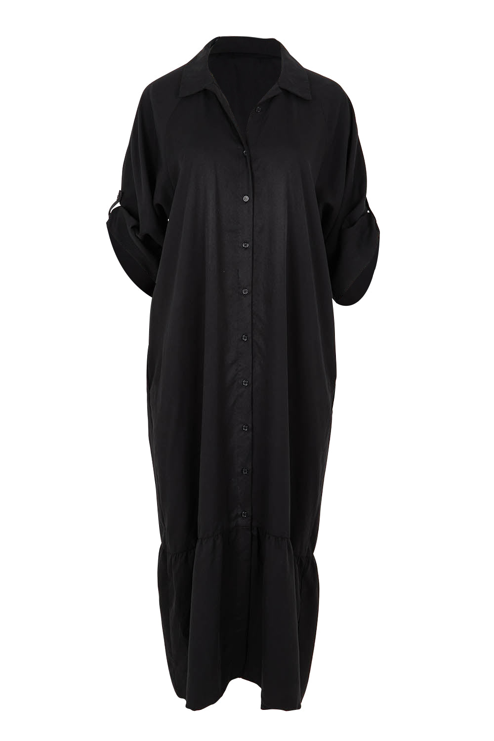 Product shot of the Cora Tencel Dress in colour Black (Black), detail