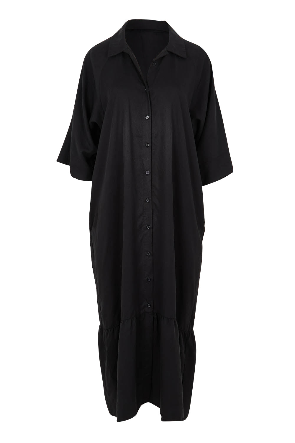 Product shot of the Cora Tencel Dress in colour Black (Black), from the front