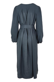 Product shot of the Jade Tencel Dress in colour Storm (Blue), from the back