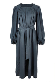 Product shot of the Jade Tencel Dress in colour Storm (Blue), from the front