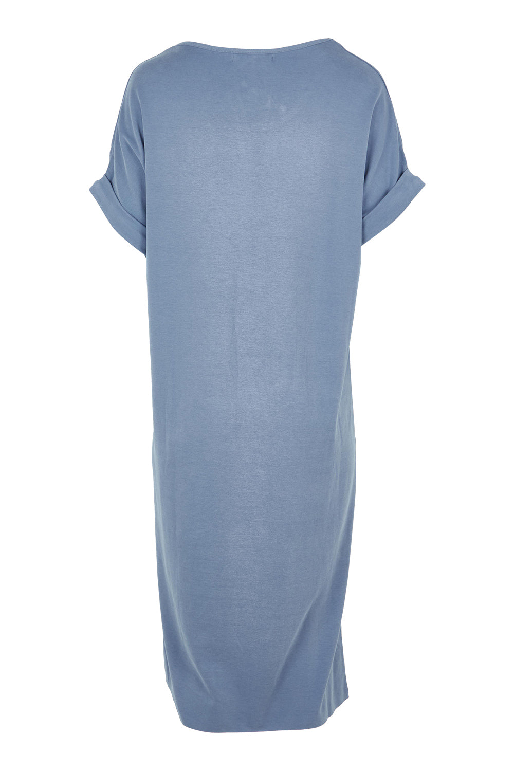Product shot of the Gigi Lounge Dress in colour Dusk (Blue), from the back