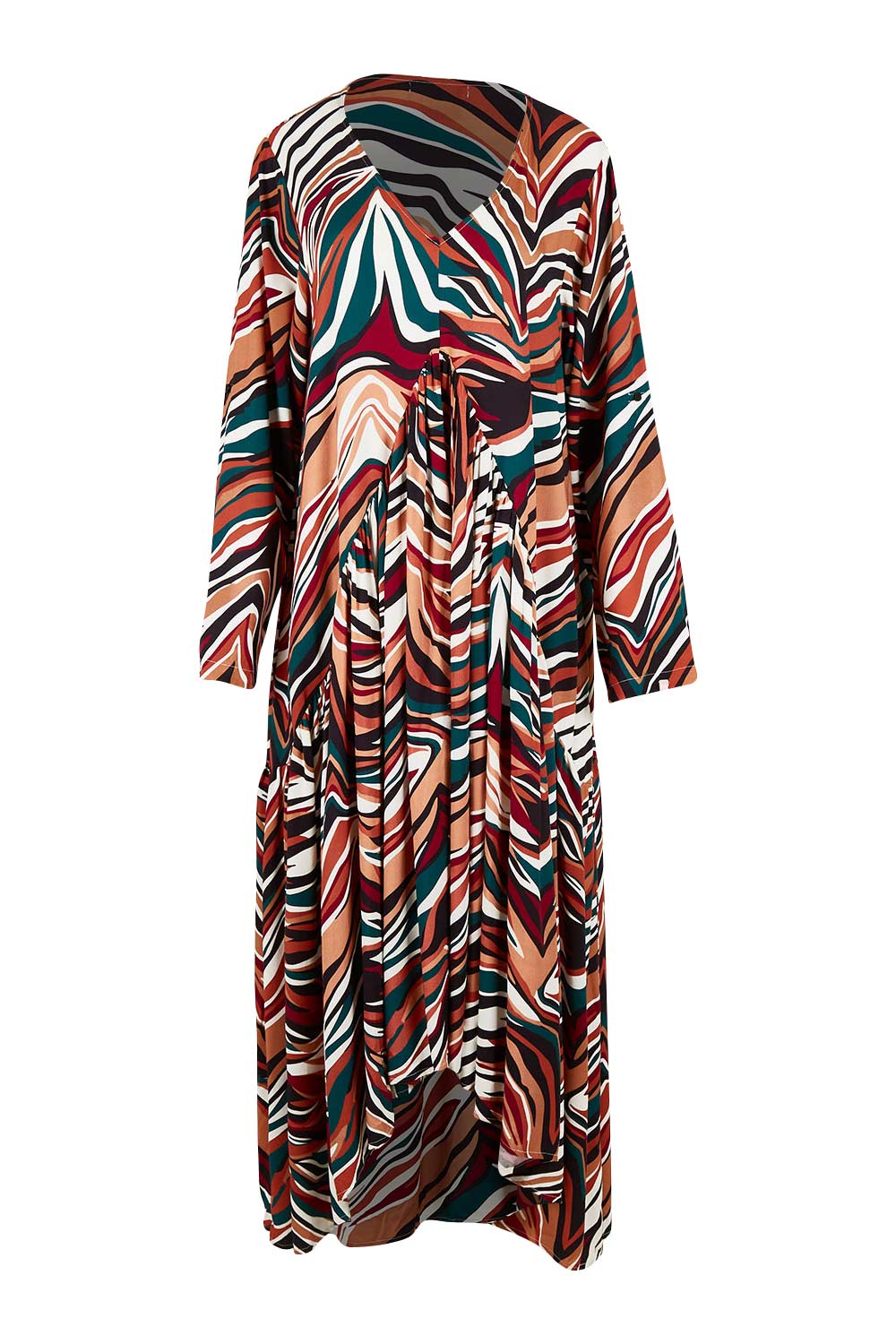 Product shot of the LS Peak Maxi Dress in colour Hinterland, detail