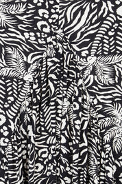 Product shot of the Peak Maxi Dress in colour Blkpalm (Black), detail