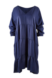 Product shot of the Long Sleeve Chic Dress in colour Navy (Blue), from the front
