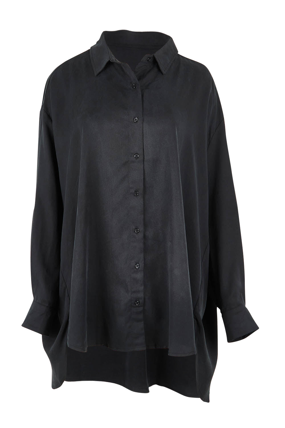Product shot of the Amore Tencel Shirt in colour Black (Black), from the front