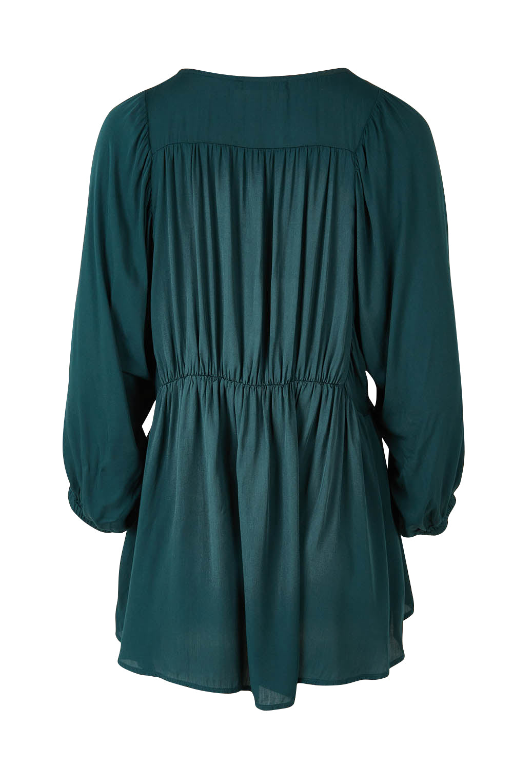 Product shot of the Charlie Top in colour Peacock (Green), from the back