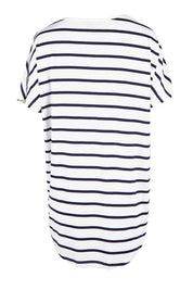 Product shot of the Destiny Top in colour Stripe (White), from the back