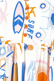 Product shot of the Charlie Top in colour Surfsup, detail