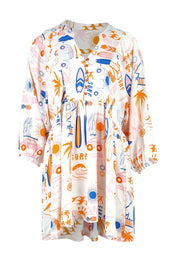 Product shot of the Charlie Top in colour Surfsup, from the front