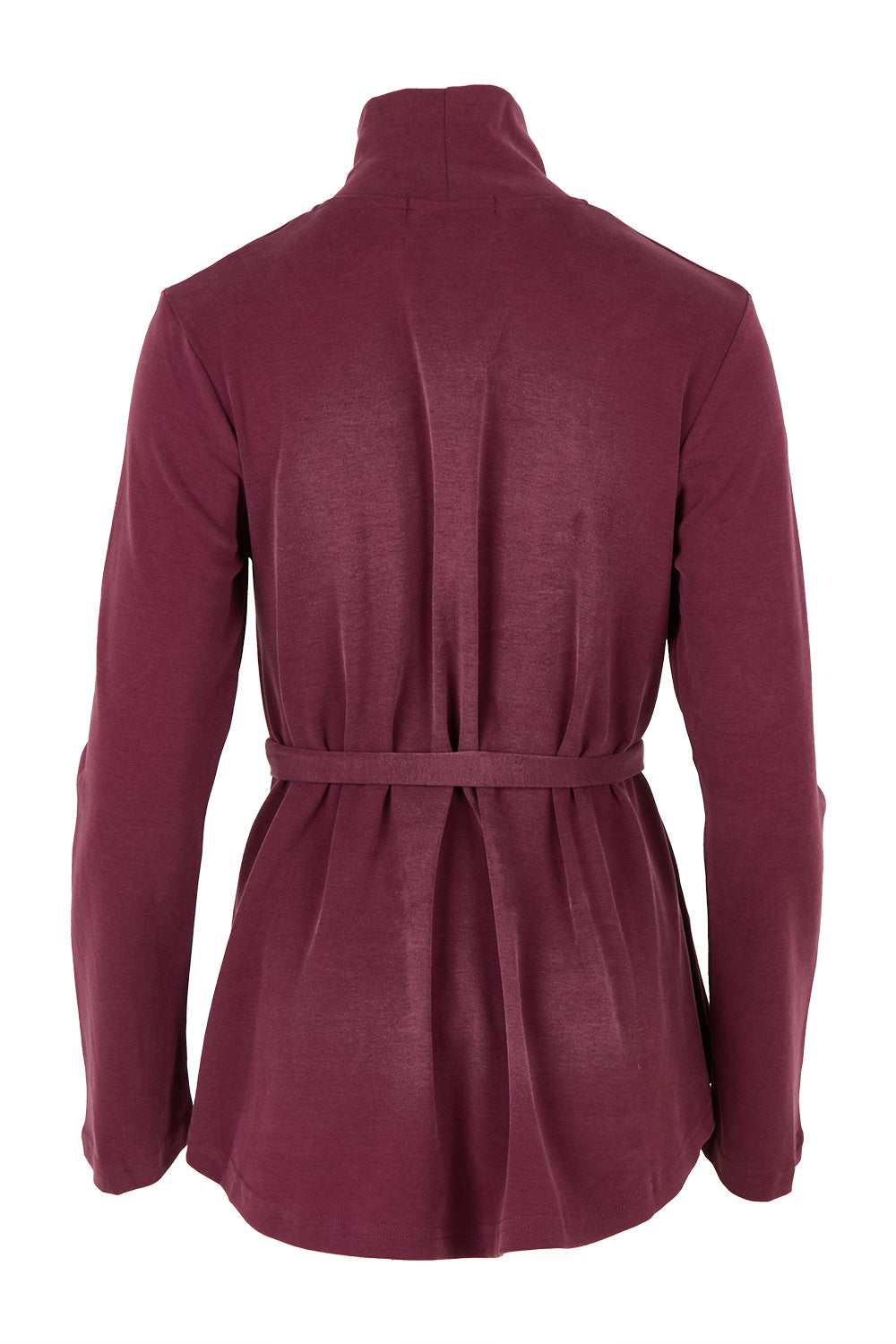 Product shot of the Jazmine Cotton Blend Top in colour Plum (Red), from the back