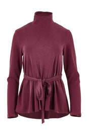Product shot of the Jazmine Cotton Blend Top in colour Plum (Red), from the front