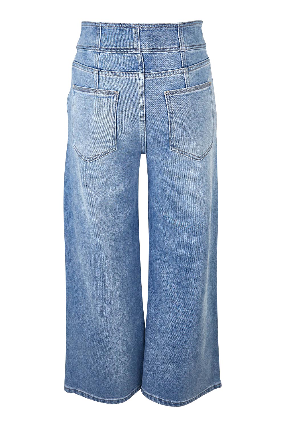 Product shot of the Wide Leg Jean in colour Lightdenim (Blue), from the back
