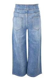 Product shot of the Wide Leg Jean in colour Lightdenim (Blue), from the back