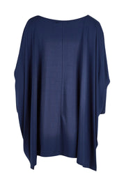 Product shot of the Long Sleeve Essential Top in colour Navy (Blue), from the back