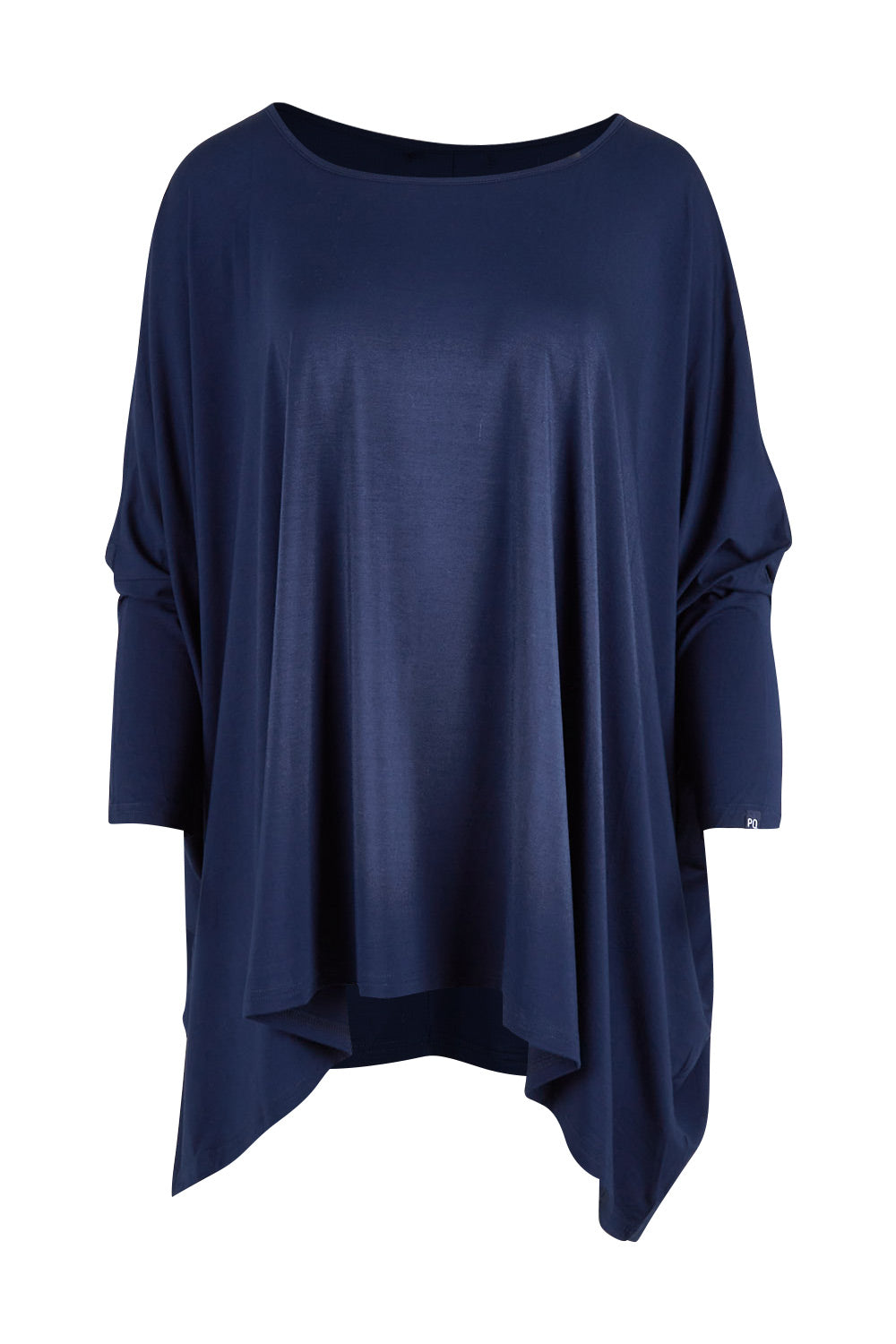 Product shot of the Long Sleeve Essential Top in colour Navy (Blue), from the front