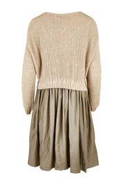 Product shot of the Lunar Knit Dress in colour Walnut (Green), from the back