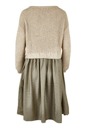 Product shot of the Lunar Knit Dress in colour Walnut (Green), from the back