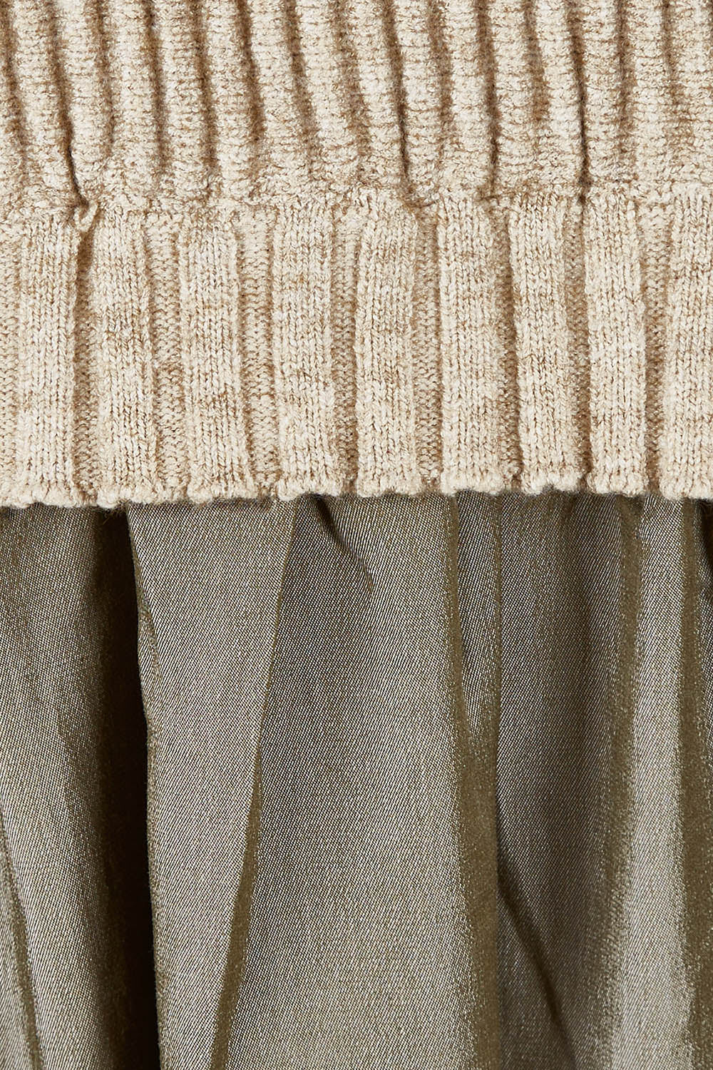Product shot of the Lunar Knit Dress in colour Walnut (Green), detail