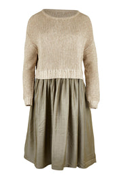 Product shot of the Lunar Knit Dress in colour Walnut (Green), from the front