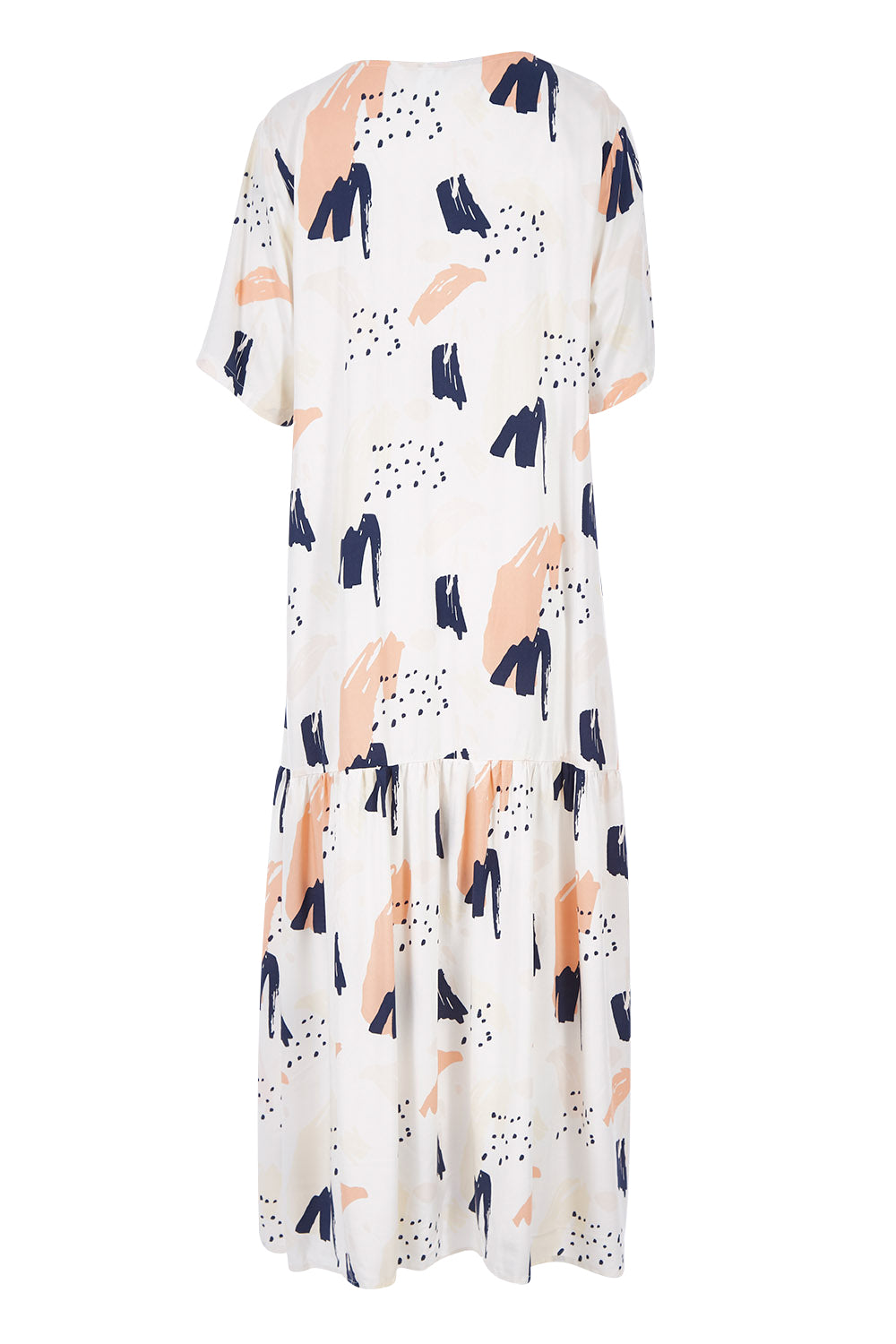 Product shot of the S/S Peak Maxi Dress in colour Peachbree (Blue), from the back