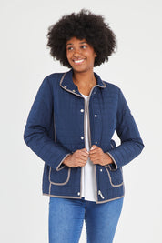 Preloved Diamond Stitch Quilted Lightweight Jacket - Navy
