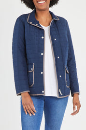 Preloved Diamond Stitch Quilted Lightweight Jacket - Navy