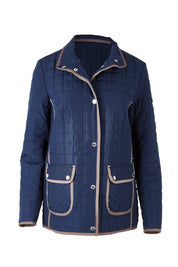 Preloved Diamond Stitch Quilted Lightweight Jacket - Navy