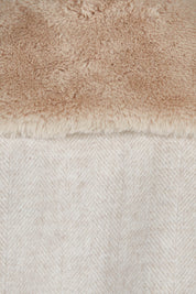 Product shot of the Fur Trim Zip Jacket in colour Oat (White), detail