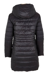 Product shot of the 3/4 Reversible Down Jacket in colour Minkblk (Black), from the back