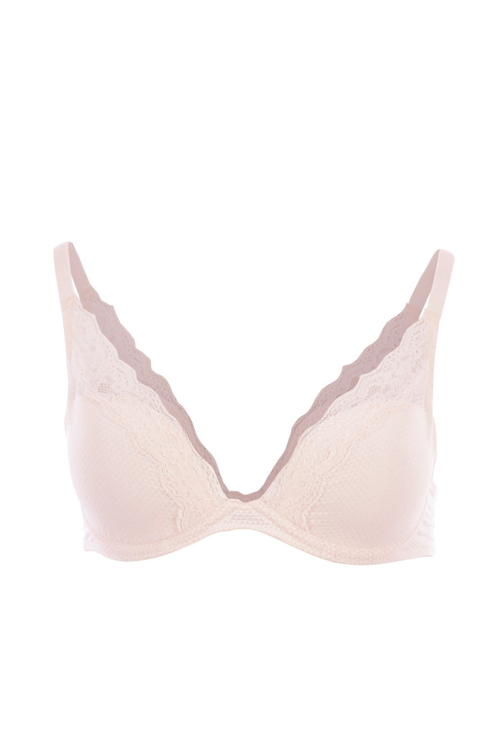 Product shot of the Brooklyn Plunge T Shirt Bra in colour Talc, from the front
