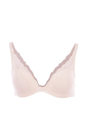 Product shot of the Brooklyn Plunge T Shirt Bra in colour Talc, from the front