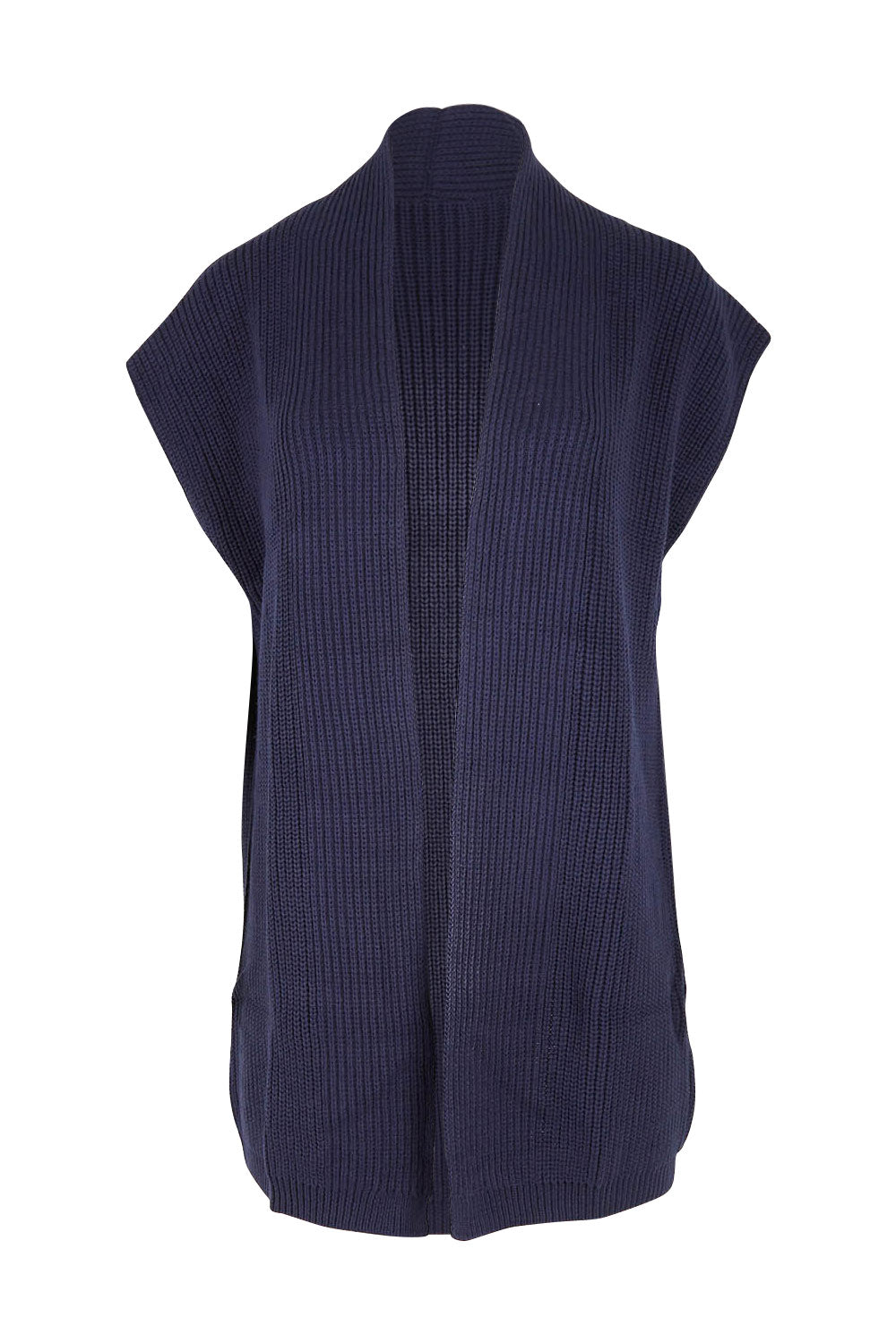 Product shot of the Allegra Knitted Capelet in colour Darknavy (Blue), from the front