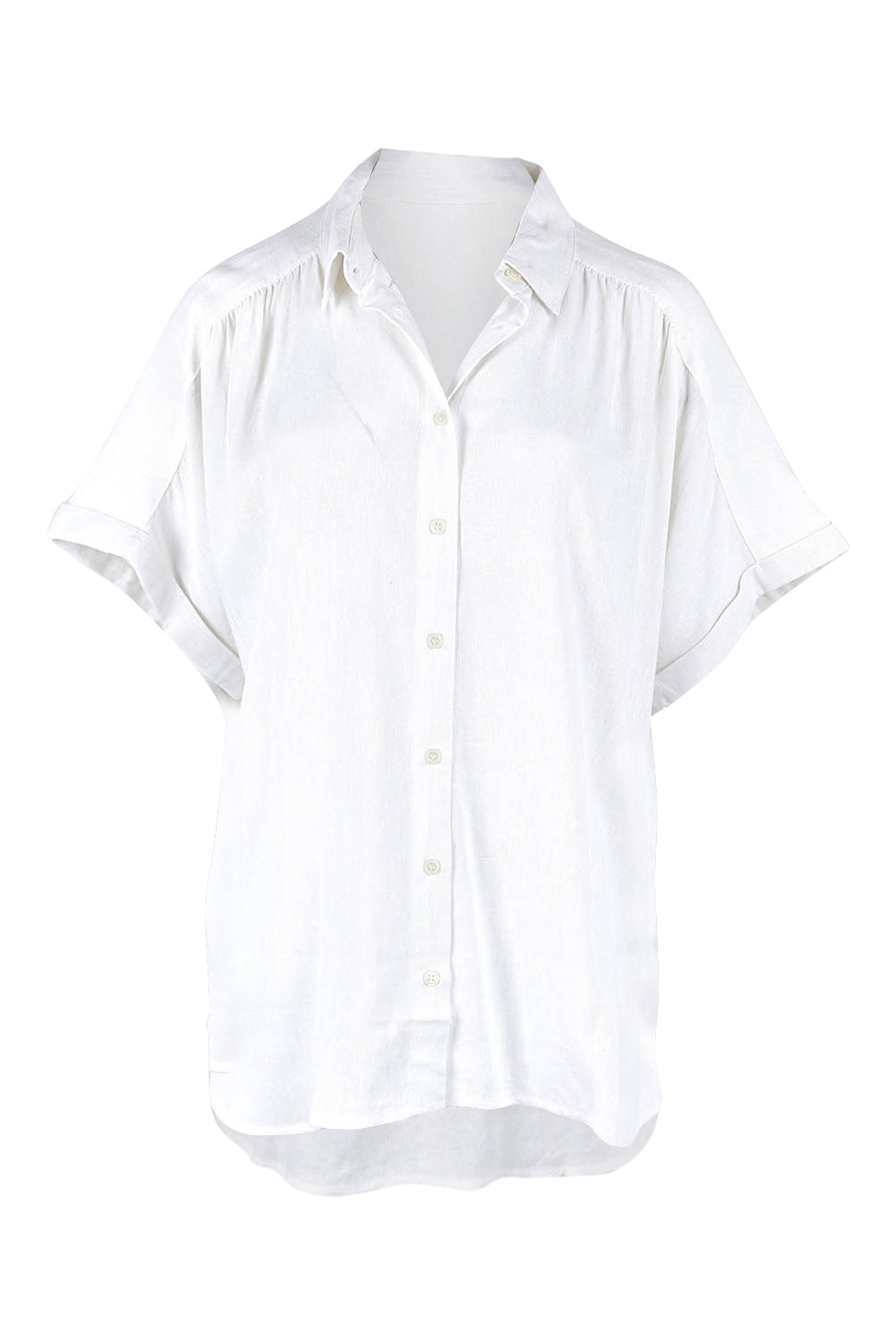 Product shot of the Flynn Linen Blend Shirt in colour White (White), from the front