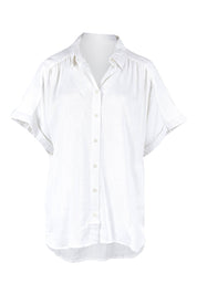 Product shot of the Flynn Linen Blend Shirt in colour White (White), from the front