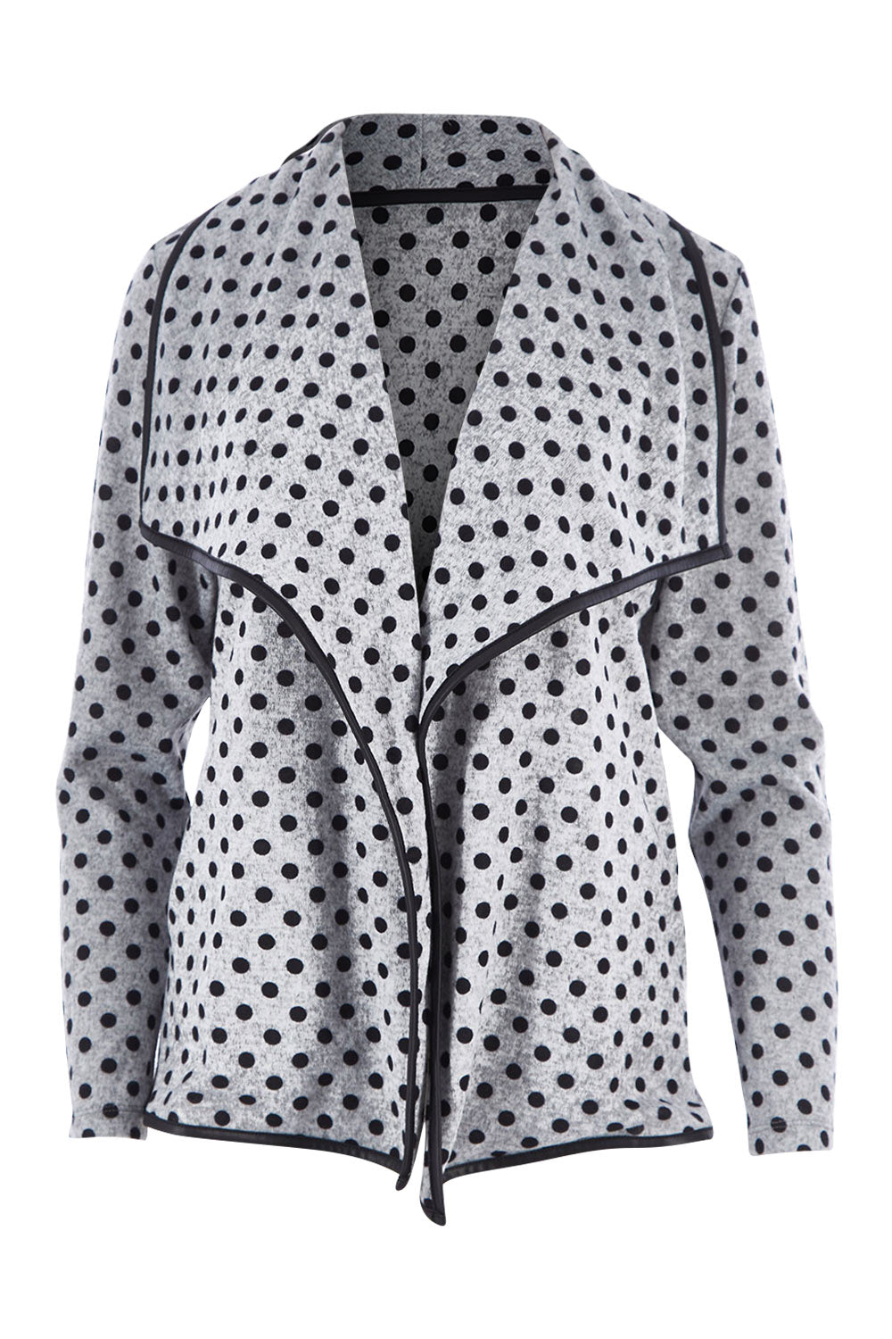 Product shot of The Free Fall Midi Cardi in colour Greyspot (Grey), from the front