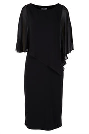 Product shot of The Overlay Midi Dress in colour Black (Black), from the front